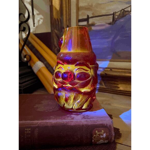 Vintage Fenton Ruby Red Santa Fairy Lamp – Amberina Cadmium Glass – Two-Piece Vo - Picture 2 of 5